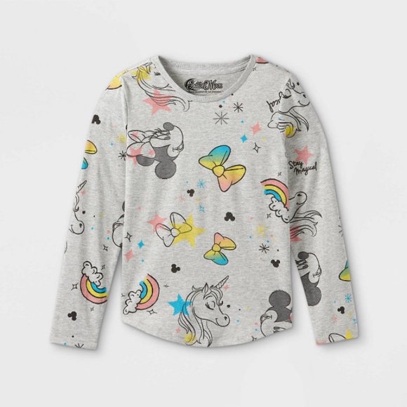 Disney Other - Disney NWT Minnie Mouse Long Sleeve Graphic T- Gray XS